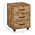 HOMCOM 3 Drawer File Cabinet, Mobile Filing Cabinet on Wheels for Home Office, Study, Rustic Brown - 3