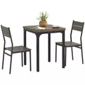HOMCOM Three-Piece Minimal and Compact Dining Set, Grey Wood Grain - 1