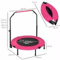 HOMCOM 40" Foldable Mini Fitness Trampoline, with Adjustable Foam Handle, Pink - 3
