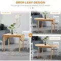HOMCOM 4-6 Person Wooden Drop-Leaf Table - Natural Finish - 5