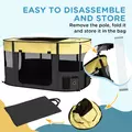 PawHut Foldable Dog Pen with Storage Bag for Indoor/Outdoor Use, Portable Pet playpen, with Ground Stakes - Yellow - 6