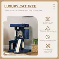 PawHut Sisal Cat Rest & Play Activity Tree w/ 2 House Navy Blue - 4