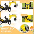 HOMCOM Kids Ride on Digger Pedal Go Kart Pretend Play Construction No Power Truck with Horn for 3 - 6 Years, Yellow - 5