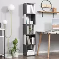HOMCOM Modern 5-Tier Bookshelf, Freestanding Bookcase Storage Shelving for Living Room Home Office Study, White and Dark Grey - 2