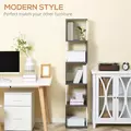 HOMCOM Modern 5-Tier Bookshelf, Freestanding Bookcase Storage Shelving for Living Room Home Office Study, White and Dark Grey - 4