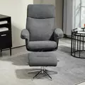 HOMCOM Velvet-Feel Recliner Chair and Ottoman - Dark Grey - 7