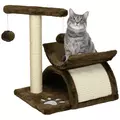 PawHut Cat Tree, Cat Tower for Kittens with Rotatable Top Bar, Sisal Scratching Post, Tunnel, Dangling Balls - Brown - 1