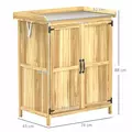 Outsunny 43 x 74cm Fir Wood Shed, with Metal Worktop - Natural Finish - 3
