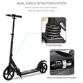 HOMCOM Kick Scooter, Folding 2 Wheel Scooter with Dual Brake System, Dual Suspension, 230mm Big Wheels and 3 Adjustable Handlebar, for 14+ Teens Adults, up to 100KG, Black - 4