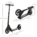 HOMCOM Kick Scooter, Folding 2 Wheel Scooter with Dual Brake System, Dual Suspension, 230mm Big Wheels and 3 Adjustable Handlebar, for 14+ Teens Adults, up to 100KG, Black - 3