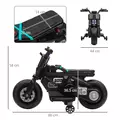HOMCOM Kids Electric Motorbike with Siren, Horn, Headlights, Music, Training Wheels, for Ages 3-5 Years - Black - 3