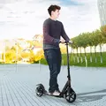 HOMCOM Kick Scooter, Folding 2 Wheel Scooter with Dual Brake System, Dual Suspension, 230mm Big Wheels and 3 Adjustable Handlebar, for 14+ Teens Adults, up to 100KG, Black - 2