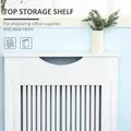 HOMCOM Painted MDF Radiator Cover Heater Cabinet Modern Slatted Home Furniture Living Room Bedroom Worktop White 82H x 78W x 19D - 4