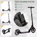 HOMCOM Kick Scooter, Folding 2 Wheel Scooter with Dual Brake System, Dual Suspension, 230mm Big Wheels and 3 Adjustable Handlebar, for 14+ Teens Adults, up to 100KG, Black - 7