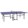 SPORTNOW 9FT Folding Table Tennis Table with Four Wheels, for Indoor Use, Blue - 1