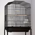 PawHut Bird Cage Budgie Cages for Finch Canary Parakeet with Stand Wheels Slide-out Tray Accessories Storage Shelf, Black - 8