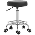 Vinsetto Round Rolling Stool, PU Leather Height Adjustable Stool Chair with Wheels and Swivel Seat for Salon, Massage, Spa, Home Kitchen, Black - 1