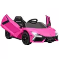AIYAPLAY Lamborghini Revuelto Licensed 12V Ride on Car w/ Butterfly Doors, Transport Wheels, Suspension, Remote Control, Pink - 1