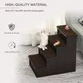 PawHut 4 Step Dog Steps for Bed, Wooden Dog Steps for Sofa, Pet Stairs for Bed Couch with Non-Slip Carpet for Cats and Puppies, 40 x 59 x 54.2 cm, Dark brown - 6
