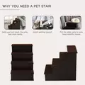 PawHut 4 Step Dog Steps for Bed, Wooden Dog Steps for Sofa, Pet Stairs for Bed Couch with Non-Slip Carpet for Cats and Puppies, 40 x 59 x 54.2 cm, Dark brown - 5