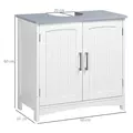 kleankin Pedestal Under Sink Cabinet with Double Doors, Modern Bathroom Vanity Unit, Storage Cupboard with Adjustable Shelves, White - 3
