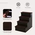 PawHut 4 Step Dog Steps for Bed, Wooden Dog Steps for Sofa, Pet Stairs for Bed Couch with Non-Slip Carpet for Cats and Puppies, 40 x 59 x 54.2 cm, Dark brown - 4