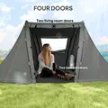 Outsunny 3 Man Camping Tent with Living Area and 2 Bedrooms, 3000mm Waterproof Family Tent with Sewn-in Groundsheet and bag, Portable Dome Shelter for Hiking, Festival, Backpacking, Drak Grey - 5