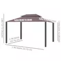 Outsunny 3 x 4m Aluminium Garden Gazebo, Marquee Canopy Shelter Pavilion Party Tent with Nets and Curtains for Garden and Deck, Coffee - 3