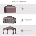 Outsunny 3 x 4m Aluminium Garden Gazebo, Marquee Canopy Shelter Pavilion Party Tent with Nets and Curtains for Garden and Deck, Coffee - 7