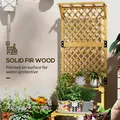 Outsunny Wooden Plant Stand, with Trellis - Natural Finish - 5