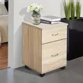 HOMCOM Two Drawer Filing Cabinet with Wheels- Oak - 8