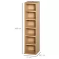 HOMCOM 204 CD Media Display Shelf Unit Set of 2 Blu-Ray Tower Rack w/ Adjustable Shelves Bookcase Storage Organiser, Natural Wood Colour - 3