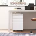 Vinsetto 3-Drawer Filing Cabinet with Lock, Mobile Steel File Cabinet for A4, Legal and Letter Size, Under Desk Drawers with Pre-Assembled Body for Home Office, 37 x 43.5 x 60 cm, White - 8