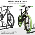 HOMCOM Bike Stand Parking Rack Floor or Wall Mount Bicycle Cycle Storage Locking Stand (3 Racks, Black) - 7