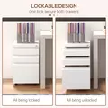 Vinsetto 3-Drawer Filing Cabinet with Lock, Mobile Steel File Cabinet for A4, Legal and Letter Size, Under Desk Drawers with Pre-Assembled Body for Home Office, 37 x 43.5 x 60 cm, White - 6