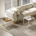 HOMCOM Set of Two Boxy Nesting Tables - White/Wood-Effect - 2