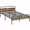 HOMCOM Industrial-Style Double Bed Frame - Black/Brown - 1