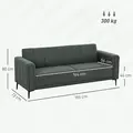 HOMCOM Three-Seater Relaxed Modern Sofa - Grey - 3
