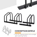HOMCOM Bike Stand Parking Rack Floor or Wall Mount Bicycle Cycle Storage Locking Stand (3 Racks, Black) - 5