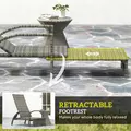 Outsunny Reclining Rattan Lounger, with Extending Footrest - Grey - 5