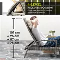 Outsunny Reclining Rattan Lounger, with Extending Footrest - Grey - 4