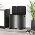HOMCOM 3 x 15L Pedal Bin, Steel Triple Kitchen Bin with Soft Close Lid, Removable Inner Buckets, Fingerprint-Proof, Black - 9