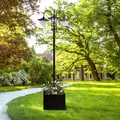 Outsunny 189cm 3-head Solar Lamp Post, Street Light with Planter, Automatic-on, 6 Hour Max Outdoor Ready LED Lighting, Black - 2