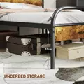 HOMCOM Industrial-Style Double Bed Frame - Black/Brown - 6