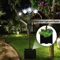 Outsunny 189cm 3-head Solar Lamp Post, Street Light with Planter, Automatic-on, 6 Hour Max Outdoor Ready LED Lighting, Black - 7