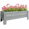 Outsunny 58L Garden Raised Bed Planter Grow Containers for Outdoor Patio Plant Flower Vegetable Pot Fir Wood, 100 x 36.5 x 36 cm, Grey - 1