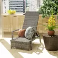 Outsunny Reclining Rattan Lounger, with Extending Footrest - Grey - 9
