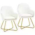 HOMCOM Set of Two Sherpa Fleece Dining Chairs - Cream - 1