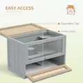 PawHut Wooden Hamster Cage Mouse Mice Rodent Small Animals Hutch Exercise Play House 60 x 35 x 42cm, Grey - 5