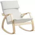 HOMCOM Comfortable Relax Rocking Chair, Upholstered Lounge Chair Recliner with High Back and Headrest for Living Room, Bedroom, Cream White - 1